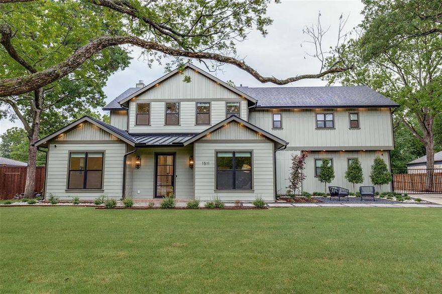 Stunning New Construction in Casa Linda Estates on Oversized Lot. Experience refined living in this beautifully crafted new construction home nestled on an expansive lot in sought-after Casa Linda Estates. Boasting a striking board-and-batten exterior, steel and glass entry doors, and wide-plank hardwood floors throughout, this home seamlessly blends modern luxury with timeless charm. The open-concept kitchen is a chef’s dream, featuring a large quartz island, CAFE stainless steel appliances, a professional 6-burner gas stove with griddle and double ovens, side-by-side refrigerator, and an additional prep pantry with built-in cabinetry and a coffee pot filler. Retreat to the private master suite with a cozy sitting area, spa-like bath with lighted mirrors, and a fully customized walk-in closet. Entertain effortlessly in the spacious living room, complete with a floor-to-ceiling tiled fireplace, floating shelving, and exposed oak ceiling beams, or unwind in the separate TV room with a dedicated media area. Every detail has been thoughtfully designed—from custom steel stair balusters and solid core doors to motorized window blinds and elegant wine storage in the formal dining room. Smart home features include Nest Wi-Fi thermostats, hardwired TV internet, Hunter Wi-Fi sprinkler control, and MyQ gate and garage openers. Enjoy seamless indoor-outdoor living with a covered back porch featuring retractable remote-controlled screens, a built-in Blaze gas grill, and a brick gas firepit—perfect for year-round entertaining. Professionally landscaped grounds complete this picture-perfect home. Additional Features: LED recessed lighting throughout, Low-E tilt-in windows for easy cleaning. 2-10 Builder’s Warranty included. This home is truly a rare gem offering modern amenities, thoughtful craftsmanship, and an unbeatable location.