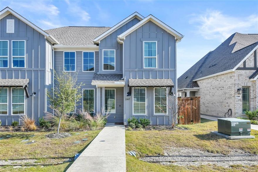 Located in the highly acclaimed Aledo ISD, welcome to 2307 Offerande Drive—a well-maintained, barely lived-in townhome offering over 2,400 sq. ft. of comfortable living space. Enjoy an open-concept layout filled with natural light and a functional floorplan perfect for everyday living and entertaining.
The kitchen features stainless steel appliances, and the spacious primary suite includes an ensuite bath for added privacy. Two additional bedrooms upstairs with well-appointed full baths offer flexibility for guests, a home office, or growing families. A convenient half bath on the main level is ideal for guests. Situated in a prime location within a wonderful growing area, this home offers convenience, comfort, and exceptional value. Enjoy quiet evenings on your private patio or explore the unmatched community amenities—resort-style pools, fitness center, tennis courts, parks, playgrounds, and miles of hike & bike trails. HOA includes front yard maintenance and access to all Walsh community perks. Located within the highly sought-after Aledo ISD and just a short drive from shopping, dining, and entertainment, this townhome is for you! Schedule your showing today!