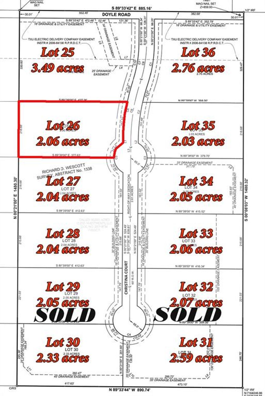 7238 Christina Court has 2.03 acres, 218'x410', Legacy Ranch is a neighborhood located northwest of Krum, TX. Legacy Ranch provides 36 lots, ranging between 2-3 acres, Legacy Ranch is developed for a Very Special Group of People that Understand the Love and the Benefits of Country Living. Where You can have a Shop or Barn for Hobbies or Animals that Bring the Bodies and Emotions back to a Tranquil State. Have Space where Someone can take the Time to Slow Down and Appreciate the Simple Pleasures of Life, Again. To provide a Home for Children and Adults where Outside Activities can reduce the Dependencies of Electronic Devices. Krum provides a Great School System, and the Bus will Pick up your Kids. This will be a CC&R in place! no HOA!