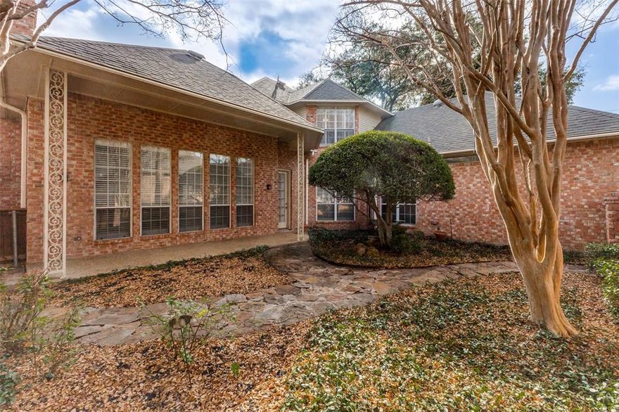 Tucked away on a peaceful cul-de-sac, this beautifully updated one owner home welcomes you with timeless charm and modern comfort. Mature Live Oak trees frame the property, creating a serene sense of arrival and natural shade that instantly feels like home. The recent updating includes interior paint, wood flooring, carpet, quartz countertops and appliances. The flowing layout offering both ease and elegance-perfect for everyday living and effortless entertaining. Large Walk-in storage closets are located throughout the home including one that is cedar lined. The primary bath includes two vanities and two walk-in closets with built in drawers. Winding streets through the neighborhood set the tone for relaxed living. Step into the backyard and discover a private covered patio, ideal for morning coffee, evening conversations, or simply enjoying the giant cranberry crepe myrtles and calm surroundings with minimal maintenance. Conveniently located with easy access to major thoroughfares, shopping, dining, work or play offering balance of tranquility and connectivity. The neighborhood also offers Bent Tree Country Club with its stunning golf course, home to previous LPGA and Senior PGA tournaments and one of the finest indoor tennis facilities in the Dallas area. Freshly updated throughout and MOVE-IN ready, just waiting for you!