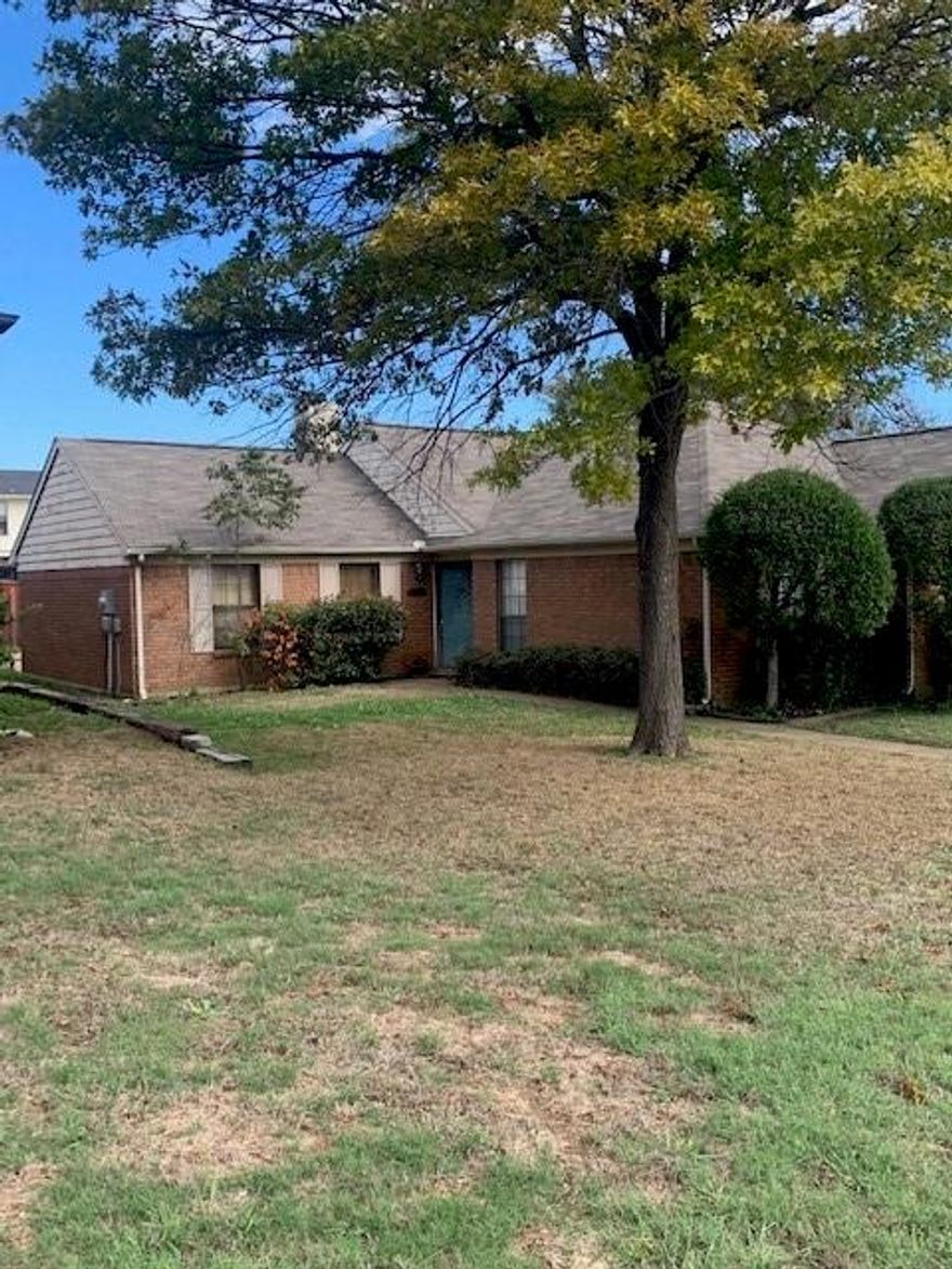 Welcome to this charming house in desirable neighborhood. This home offers an open floorplan that is great for entertaining friends and family. The kitchen has a breakfast bar, lots of cabinets and plant ledges above cabinets. Refrigerator, washer and dryer stay with the house. Kitchen overlooks spacious dining and living area. Dining area is large enough for hutch or oversized table. Living area has a corner brick wood burning fireplace and wall of windows across the back with natural light. Master bath has double sinks and separate shower. Enclosed second living has french doors and a place for a closet it third bedroom is needed. Backyard has board on board privacy fence, rear entry parking and garage.  Seller does not have a survey.