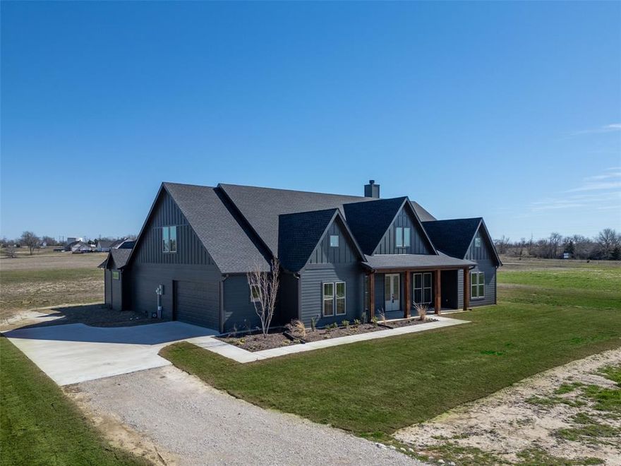 If you are looking to move out of town to a new custom home this could be the perfect place!  This 4 bedroom home sits on 1.5 acres giving ample space to have a shop or private pool in your own back yard!  The large back patio is the perfect place to enjoy the sunrise and morning coffee as well as the perfect place for a cookout with friends and family!  The interior is sure to impress with an open concept, split bedrooms, hidden pantry, large master bath, mud room, and durable flooring throughout the home.  The fourth bedroom makes a perfect home office or play room for the kids! All of this with spray foam insulation and an easy commute to work, don't let this beauty pass you by with out a look!