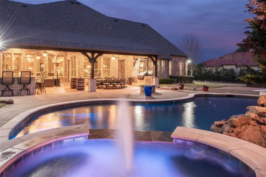 When looking at a house, what stands out most? For me, in this home, its the options that it allows. Host big gatherings & have an abundance of space for people to be comfortable both inside & out. With a back patio that almost spans the house, there is living space, a cooking space, an eating space & a lounging by the pool space as well as the expansive grassy areas for play or pets or both! Inside, theres a large kitchen that overlooks the great room with access to the dining room and breakfast nook.The 7 bedrooms are placed within the single story layout to give privacy for the primary suite as well as a guest suite & the 3 bdrms on one end with a gamerm separating the other two.Desk areas by the secondary bedrooms give additional work space as well.There is a staircase off the kitchen that leads to unfinished attic space that could easily be finished out to create another living area, bedroom or office.