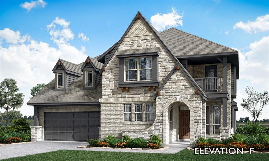 *October 2023 Closing* Attractive 2-story with Stone & Brick exterior, 2nd-floor Balcony off the Game Room, and Custom 8' Front Door from Bloomfield Homes! 1st-floor hosts the Primary Suite, an Open-Concept Family & Kitchen, Formal Dining Room, Separate Laundry, and another bedroom. Elegant finishes in the living space include a Tile Fireplace, an exposed staircase with wrought iron spindles, and upgraded cabinetry in the Kitchen. Deluxe Kitchen also has all-gas cooking on Built-In SS Appliances, Granite countertops, Pot & Pan Drawers, a large island with raised brkfst bar, Wood Vent Hood, and a walk-in pantry. Huge Primary Suite has a Window Seat with backyard views; and the dreamy ensuite bath has Separate Vanities, Tub, Shower with Seat, and roomy walk-in closet. Large Game room, Media room with a bi-level floor for theater seating, and 3 more bdrms upstairs! 3-car garage with stained wood doors, tankless water heater, covered back patio, gutters & more! Call Bloomfield today.