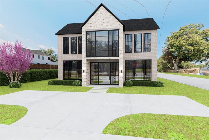 Scheduled for completion in April 2026, This stunning transitional home makes a statement from the moment you see the massive front glass windows. A dramatic 24-foot entry with a striking staircase sets the tone for the thoughtful design with engineered white oak floors throughout. As you enter, a private study easily functions as a guest bedroom with a walk-in closet. The expansive great room showcases vaulted ceilings, a gas fireplace, & walls of windows overlooking the sparkling pool, creating effortless indoor-outdoor flow. The covered patio features an outdoor kitchen & fireplace, offering the perfect space for everyday living or hosting unforgettable gatherings with a service window connecting to the incredible chef’s kitchen anchored by a 10-foot island, abundant white oak cabinetry, & an impressive butler’s pantry featuring a second freezer, dishwasher, & sink. The first floor also includes a private guest suite with an ensuite bath & walk-in closet, a spacious utility room with sink & cabinetry, plus a three-car garage. Upstairs, two staircases create a unique & functional layout. One leads to two secondary bedrooms, each with ensuite baths & walk-in closets. The second staircase leads to the private owner’s retreat w-separate living area with balcony access, a light-filled bedroom, spa inspired bath with soaking tub, separate vanities, linen storage, oversized shower, & a private coffee bar with mini refrigerator & sink just outside the walk in closet. Ideally located minutes from Mockingbird Station, NorthPark Mall, Lakewood Village, White Rock Lake, Whole Foods, grocery destinations, & within walking distance to Ridgewood Park.