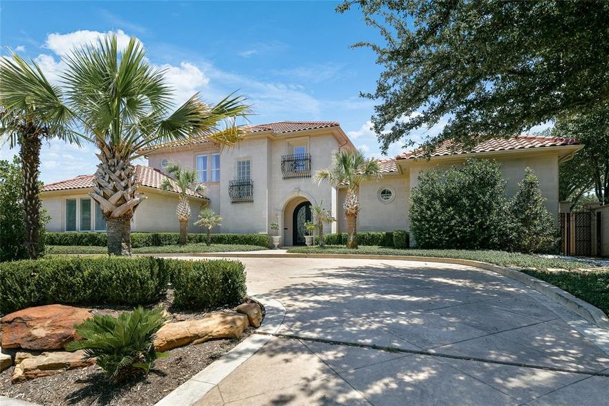 Live in your own private oasis at this stunning Santa Barbara modern showplace nestled on over a half acre in the heart of the Park Cities Vicinity (120-w frontage). Showcasing a U-shape, the sleek open floor plan boasts soaring 11&12ft ceilings & floor-to-ceiling windows from rooms overlooking the gorgeous pool & French doors also open to the outdoors. From the impeccable chic interiors & state-of-the-art amenities to the premier Wolf, Asko & SubZero appliances in the chef’s granite island kitchen to the multiple flex spaces perfect for entertaining & hosting large events, this home has a wealth of amenities to offer. The downstairs primary suite is a dream with its pop-up ceiling, fireplace & spa-like marble bath. Don’t miss the library, office-game rm, media rm, ref. wine rm & 3 down guest suites plus 2 beds up. Truly idyllic & beautifully illuminated at night, the expansive covered terrace overlooks an incredible pool & spa surrounded by palm trees & lush landscaped grounds. 3-car.