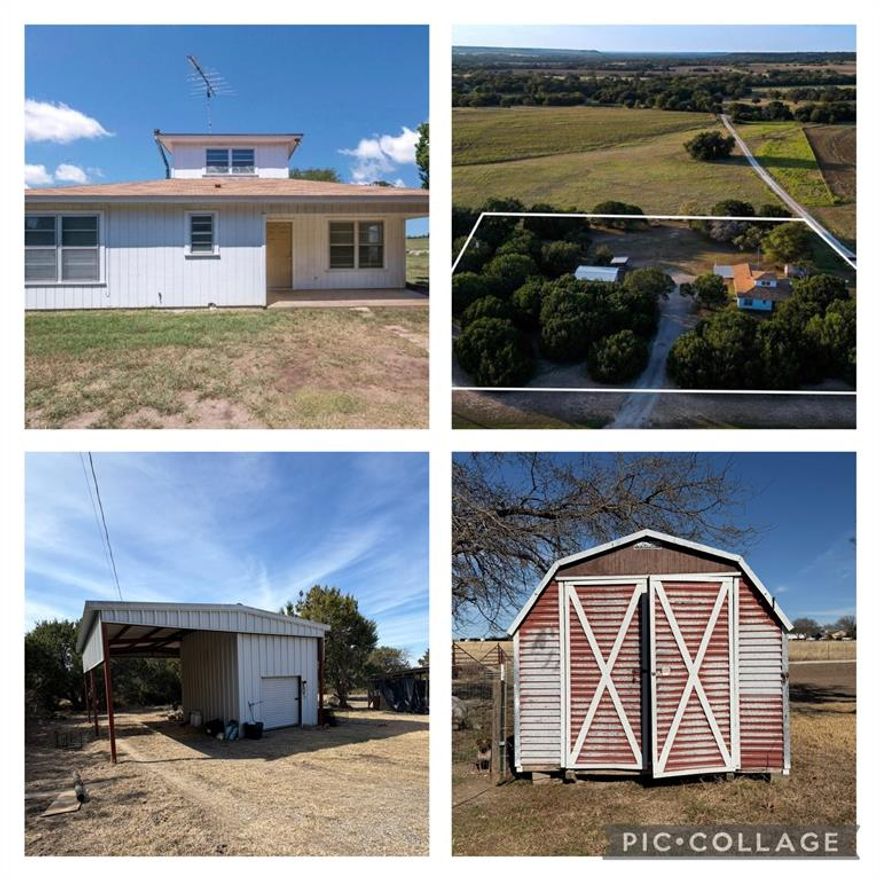 This peaceful Texas retreat offers 2 ACRES of land, a spacious 4-bedroom, 2-bath farmhouse, RV CARPORT, and a versatile WORKSHOP — all tucked behind a canopy of trees that make it feel like you have no neighbors at all!

Located OUTSIDE THE CITY LIMITS, this homestead is ideal for those craving a little extra freedom and fresh air. Inside, the home is in great condition with new flooring in living areas, a brand NEW ROOF, and a brand new gas stove. The layout includes 3 bedrooms and 2 full baths downstairs plus a private 4th bedroom upstairs, giving you plenty of space for the whole family.

Enjoy indoor-outdoor living with a large covered porch complete with COOLING MISTERS for those hot summer days and a screened-in back porch perfect for relaxing evenings. The detached workshop is ideal for hobbies or tools, and includes electric, a 220 plug, and an attached RV carport with plenty of extra space for equipment or storage. The property also offers an additional outbuilding with electricity, air conditioning, and shelves. 

Love to garden? Peach and plum trees have been recently planted, and a vegetable garden is already underway — ready for your green thumb. This is the perfect place to bring your family, let the kids explore, and soak in wide-open sunset views.

Don’t miss this affordable, move-in ready homestead with space to breathe and room to grow!