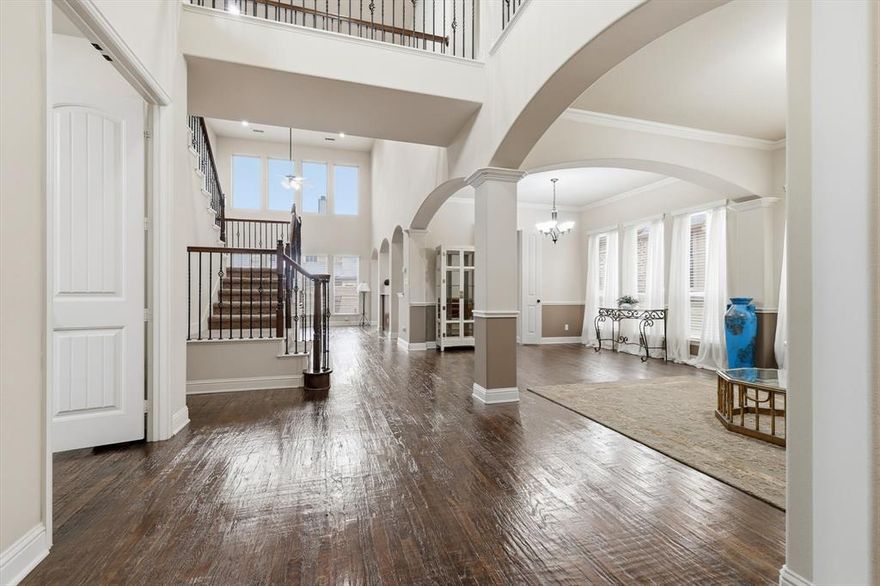 Location-Location! CLOSE to community pool area so FORGET the POOL MAINTENANCE and gym membership! Exceptional property blends luxurious finishes with refined comfort and thoughtful design. From the moment you enter 1113 Grant Avenue, you’ll notice the stunning handscraped hardwood flooring flowing throughout the entry, dining, kitchen, breakfast, study, and living areas—setting the tone for quality craftsmanship at every turn. The chef-inspired kitchen features elegant granite countertops, rich cabinetry, and an open layout perfect for entertaining. The impressive two-story fireplace anchors the spacious family room, where wood accents create warmth and character. With spacious formal living and dining rooms, this home delivers refined charm and effortless flow for both intimate dinners and lively get-togethers.
This home is loaded with premium energy-efficient features, including a 16 SEER AC, tankless water heater, radiant barrier, low-E windows, and superior insulation—providing comfort and savings year-round. Upstairs, you’ll find a game room and media room complete with a wet bar, ideal for movie nights or hosting friends. Three generously sized secondary bedrooms offer plenty of room for everyone. As an added bonus, three bar chairs the armoire, pool table and wine fridge will remain with the home! Step outside to a fantastic backyard with an extended covered patio, perfect for relaxing, grilling, or enjoying outdoor gatherings in any season. The 3-car garage provides both comfort and functionality. Lantana residents enjoy access to top-rated schools, scenic walking trails, resort-style pools, new pickleball courts, amenity centers, and more. Please note that HOA Dues will increase to $131 per month in 2026. Boasting refined finishes, energy-smart construction, and entertainment-ready spaces, 1113 Grant Avenue is a gorgeous home that has it all. Schedule your private showing today!