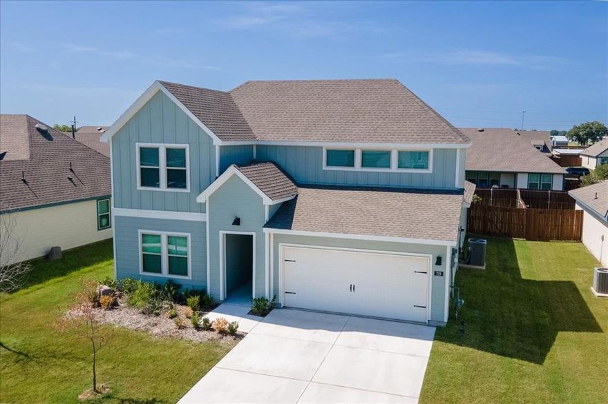 UNBELIEVABLE OPTIONS for the purchase of this beautiful home. SELLER is offering UP TO $10,000 towards closing costs or interest buy down, OR ASSUMABLE 4.99% FHA LOAN AND USDA 100% LOAN QUALIFIED. THIS IS ALSO AN INVESTORS DREAM RENTAL PROPERTY. NO MUD or PID!! Discover this beautifully designed home featuring a spacious open floor plan, ideally situated just minutes from Lake Ray Roberts and the charming Pilot Point Square. Enjoy the best of both worlds-peaceful small town living with convenient access to the North Dallas Tollway just a few miles away.  Located in the sought-after Windrose community, known for its modern ranch-style architecture and larger lot sizes, this home offers access to a welcoming neighborhood and community pool. The layout is perfect for everyday living and entertaining, with seamless flow between the kitchen, dining, and main living areas.  The main level features the primary suite with a generous en-suite bath and oversized walk-in closet, plus an additional guest bedroom and full bath. Upstairs includes two spacious bedrooms, a full bathroom, and a secondary living area, perfect for multi-generational living or a private retreat for guests. Step outside to a covered back patio overlooking a spacious backyard with plenty of room to add a pool or create your ideal outdoor living space.  This home is FHA loan assumable-ask the listing agent for more details on financing options.