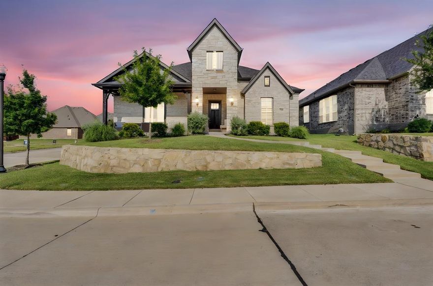 Stunning Custom One-Story on Corner Lot in Charming Midlothian Community! Welcome to this beautifully crafted custom home, perfectly situated on a corner lot in a serene and sought-after neighborhood in Midlothian. Enjoy the best of both worlds—peaceful suburban living with quick access to Highway 287 and 67, making commutes to Dallas or Fort Worth a breeze. This exquisite brick-and-stone residence features an inviting open-concept layout with soaring ceilings and abundant natural light throughout. The spacious family room is anchored by a cozy corner fireplace and flows seamlessly into the gourmet kitchen, which features a 5 burner gas cooktop and large butlers pantry with storage—ideal for entertaining. A formal dining room offers the perfect space for gatherings and holiday meals. The luxurious primary suite boasts private access to the front porch patio, and luxurious master bath that includes separate vanities, a large walk-in closet with extra storage, a garden tub, and more. Additional highlights include a rear-entry two-car garage, large picture windows, large utility room with storage and elegant architectural touches throughout. The community offers wonderful amenities including a private clubhouse, sparkling pool, and scenic walking trails—ideal for an active and connected lifestyle. Don’t miss your chance to own this elegant gem in one of Midlothian’s most charming communities!