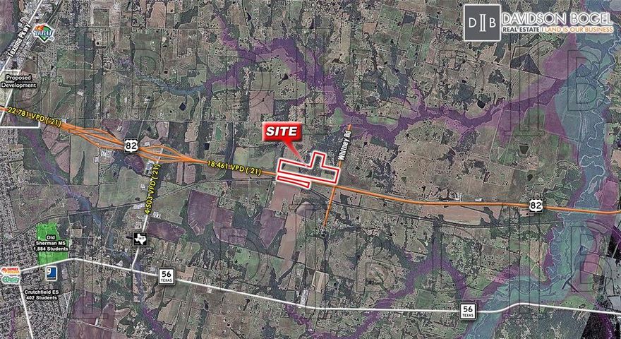 This ± 65.749 acre property in the Sherman ETJ recently sold to an investor out of DFW. The property has ± 3,300 feet of frontage along U.S. 82 and is located less than 5 miles from major Sherman retailers. Given the site’s proximity to Sherman, there is opportunity for a future commercial and or industrial use.

There is a 4 AC strip to the south of US 82 that is included in the total acreage.