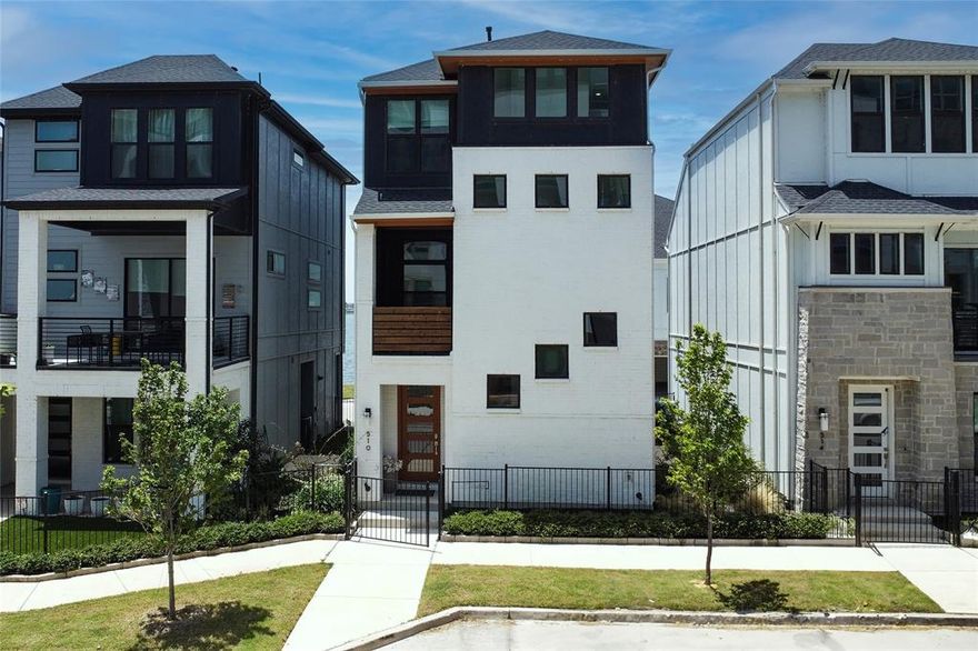 LAKESIDE LIVING on the shores of Lake Ray Hubbard located in The Sapphire Bay master planned development. Discover this stunning 3-story retreat designed for comfort, style and effortless entertaining. Each of the three spacious bedrooms features its own ensuite bath and an ELEVATOR provides easy access to every floor.  The first floor guest suite includes a large walk-in closet perfect for added storage. On the second floor, enjoy an open concept living and dining area anchored by an impressive gourmet kitchen with an oversized island, sleek quartz countertops, stainless steel appliances, gas cooktop and double ovens. Step out onto your own private balcony and soak in peaceful lakeviews. Third floor boasts the primary suite complete with dual vanities and an oversized walk-in shower along with another private balcony overlooking lake vistas  and sunsets.  Secondary bedroom also located on the third floor with ensuite bath and  lakeviews.  This is lakeside living - perfect for entertaining, relaxing and making memories by the water.