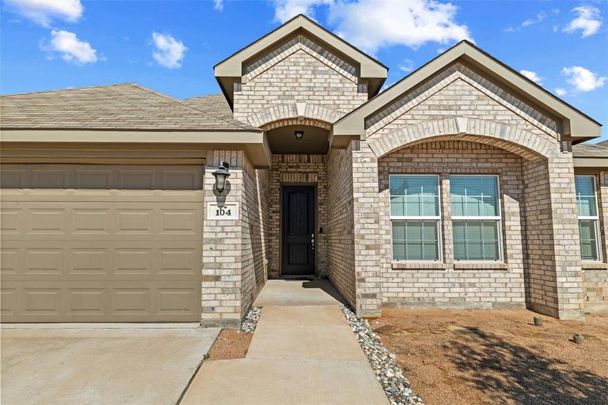 Step inside to an open-concept living area designed for entertaining, where the spacious layout allows for seamless flow between the living room, dining area, and kitchen. The kitchen features beautiful granite countertops, ample cabinetry, and generous prep space—ideal for hosting gatherings or enjoying everyday meals at home. Throughout the home, you’ll find plenty of storage space to keep everything organized and clutter-free.
This thoughtfully designed home offers three comfortable bedrooms and two full baths. The large primary suite provides a private retreat, complete with an ensuite bath featuring a relaxing garden tub, separate shower, and a spacious walk-in closet.Conveniently located with easy access to Highway 67 and the Chisholm Trail Parkway, commuting is simple and stress-free. Outdoor enthusiasts will love being just minutes from Cleburne State Park and Lake Pat Cleburne—perfect for hiking, picnicking, fishing, and enjoying the natural beauty of the area.With its ideal layout, desirable features, and prime location, this home is calling your name!