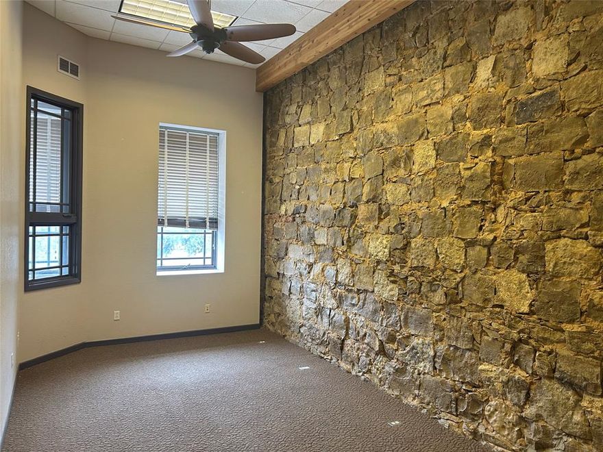 THIS 10FT BY 19FT INDIVIDUAL PRIVATE OFFICE LOCATED IN THE HEART OF DOWNTOWN ABILENE AT 226 PINE NEAR GRAIN THEORY IS FOR LEASE! IN ADDITION TO THIS PRIVATE SECOND FLOOR OFFICE WITH A WINDOW LOOKING OVER PINE STREET, ALL UTILITIES & WIFI ARE INCLUDED. WITH A TALL CEILING AND A CHARMING ORIGINAL STONE WALL, THIS SPACE HAS CHARACTER AND HISTORIC CHARM & FEELS SPACIOUS. OTHER AMENITIES INCLUDE FULL ACCESS TO TWO RESTROOMS, BREAKROOM KITCHEN WITH REFRIGERATOR, SINK & MICROWAVE, ADDITIONAL SPACE FOR RECEPTION OR WAITING AREA, ACCESS TO SHARED WORKSPACE & AN AMAZING OUTDOOR ATRIUM IN THE CENTER OF THE BUILDING TO TAKE WORK BREAKS & BREATH IN THE FRESH AIR!