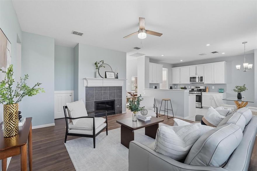 Beautiful and versatile multi-generation home featuring 4 bedrooms and 3 full baths, including a full bedroom and bathroom downstairs—ideal for guests or in-laws. Enjoy tranquil greenbelt and open views with no rear neighbors. This spacious home offers two living areas, a huge upstairs game room, and a grand primary suite with a sitting area and stunning views. Major upgrades completed in 2022 include new AC units, water heater, and roof. Bright open floor plan, perfect for multi-generational living and entertaining!