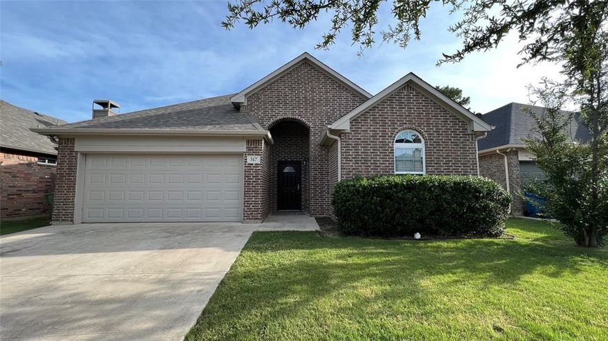 Wonderful 3-2.5-2 in fantastic Lake Dallas location! Nice open floor plan with lots of natural light. Living area offers a brick wood burning fireplace. Open kitchen features beautiful granite counter tops and includes a built-in microwave, dishwasher, disposal, stove, refrigerator and breakfast bar. Split bedrooms. Primary suite includes dual sinks, garden tub with separate shower and a walk-in closet. Great location just minutes to I-35, restaurants, shopping and Lewisville Lake!