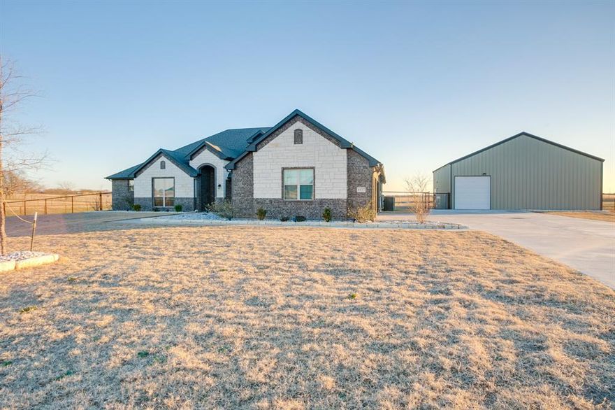 Beautiful 4 bedroom, 3 bath, 3 car garage, Riverside custom home on 1.8 acres. Backs up to an amazing view of a farm with a pond. This home has so many upgrades, including an extended concrete driveway for extra parking. 40x40x14 shop that is wired with a 125 amp circuit breaker box. The shop is hard plumbed for a full bath room.  The backyard is enclosed with a 5 foot no-climb pipe fence. The entire home is insulated with spray foam and has a water softener system. The extra large laundry room has a sink, countertop and cabinets. Granite countertops in the kitchen with tile and hardwood throughout the home.  This beautiful country oasis is topped off with an inground salt water swimming pool.  With all these additions, this house is a  Must see!