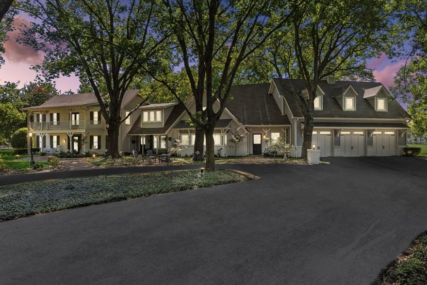 Welcome to the prestigious Dublin Road, where executive estates line this sought-after beautiful street, creating a haven just minutes from city conveniences.  Set on a premium 4.23-acre lot with mature trees for ultimate privacy and serene green space creating a welcoming sanctuary both inside and out. This private estate exudes timeless charm and modern elegance with brick accent walls, wood beams, and gorgeous hardwood floors. The main house offers 4,933 sq ft and the beautifully appointed guest quarters offer an additional 658 sq ft, with a private entrance above the garage, complete with a bedroom, living area, generous closets, and full bath. The ideal sprawling floor plan, designed to entertain on a grand scale while maintaining separate formal areas for intimate gatherings.  The gourmet kitchen features a large island with seating, custom cabinetry, double oven, two large walk-in pantries, sitting room with a beautiful brick fireplace, and flows perfectly to the spacious family room with a cathedral ceiling, elegant wood beams, and peaceful views. The butler’s pantry and wet bar connect to your sun filled breakfast room with a wall of windows overlooking your backyard retreat. Your primary suite offers two walk-in closets and tucked away for privacy with two ensuite bathrooms, each with a walk-in shower, vanity with custom cabinetry and gorgeous new soaking tub. Private executive office, formal living and dining, craft room, mud room, oversized laundry room with exterior access, and tons of storage throughout. Step outside to your sparkling pool and two covered patios to enjoy in complete privacy. Near the main house, a charming storage building with electricity and water offers endless possibilities. Horses allowed. This is an exceptionally rare opportunity to own an exquisite estate on Dublin Road with expansive grounds providing a tranquil escape like no other.