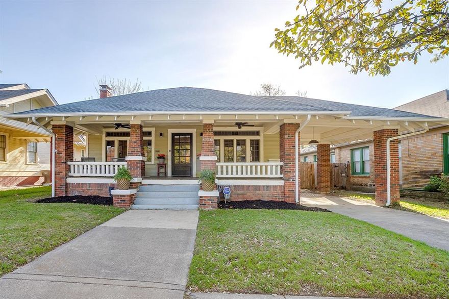 Front porch mornings, Magnolia Avenue evenings. This is Fairmount living at its best! Just a short stroll from some of Fort Worth’s favorite restaurants, coffee shops, and local spots, this beautifully updated Craftsman offers the charm you love with a layout you’ll actually use. Inside, you’ll find a rare, well designed floor plan with no pass through bedrooms, something not often found in homes of this era. Original hardwood floors run throughout, adding warmth, character, and timeless appeal, while the large dining room has been transformed into a second living space, creating flexibility for entertaining, relaxing, or gathering with family. All accented by gorgeous built-ins and beautiful windows. The kitchen is bright and open, flowing easily into the living spaces and featuring a walk-in pantry and nearby laundry room, two standout features for Fairmount. The primary suite feels like a true retreat, complete with a spacious en suite bath, dual sinks, and a large walk-in closet: another rare bonus in the neighborhood! New roof in 2025. Full of character, natural light, and updates, this home captures everything people love about Fairmount + the functionality they didn’t think they’d find.