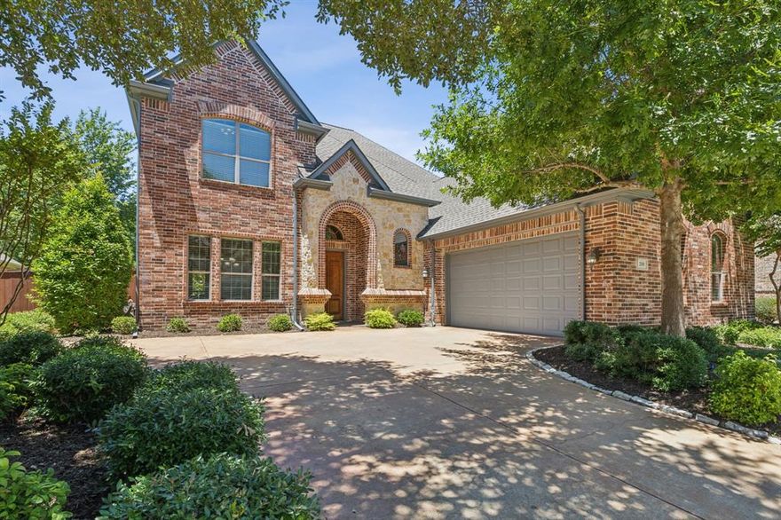 Welcome to a stunning custom home in the exclusive Ballantrae neighborhood of Stonebridge Ranch. This rare find backs to a beautiful greenbelt, offering breathtaking views from the kitchen, living room and primary suite. The open-concept design is perfect for entertaining, while the primary suite features a luxurious bathroom with an oversized shower, his-an-hers vanities and a spacious three-tiered closet with laundry access. A private study provides a quiet workspace. Upstairs, enjoy a central game room and a large media room for family fun. Surrounded by mature trees, this home is situated in a meticulously maintained neighborhood where opportunities to purchase are rare. Experience unparalleled luxury and tranquility in Ballantrae.