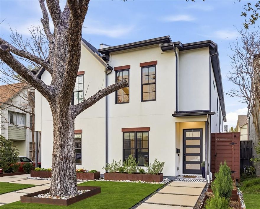 Modern elegance and luxurious living come together in this beautifully designed SFA home with a thoughtful floor plan in coveted HPISD. Situated on Druid, a quiet one-way street near Highland Park High School, the location offers exceptional walkability while avoiding heavy through traffic. A light-filled entry and open floor plan welcome you with 6-inch white oak floors, abundant natural light, ample storage, and sophisticated designer finishes throughout.  The chef’s kitchen features a 48-inch Wolf range with six gas burners and double ovens, ventless Vent-A-Hood, Wolf microwave, Sub-Zero refrigerator and freezer, walk-in pantry, custom cabinetry, and quartz countertops. The open dining and living areas include a fireplace and Windsor sliding doors leading to outdoor living, creating an ideal setting for everyday living and entertaining. The first floor offers a flexible guest suite currently used as an office, complete with custom floating shelves and an ensuite bath with shower. The shelving can easily be reconfigured to create a walk-in closet, allowing the space to function comfortably as a guest bedroom. A striking floating staircase leads to the second level with two ensuite bedrooms and a luxurious primary suite featuring dual vanities, European fixtures, porcelain tile, oversized walk-in closet, and towel warmers for a spa-like retreat The third floor features an ensuite bedroom and two versatile living spaces, currently used as a family room and game room, offering flexibility for media, play, fitness, or work. A large storage area off the game room extends into attic space, providing exceptional storage. Additional highlights include a two-car garage, fully encapsulated foam insulation, Jeld-Wen windows, and durable 2x6 construction.  Enjoy walkability to Highland Park High School and the shops and restaurants along Lovers Lane, offering the perfect combination of luxury, comfort, storage, and location.