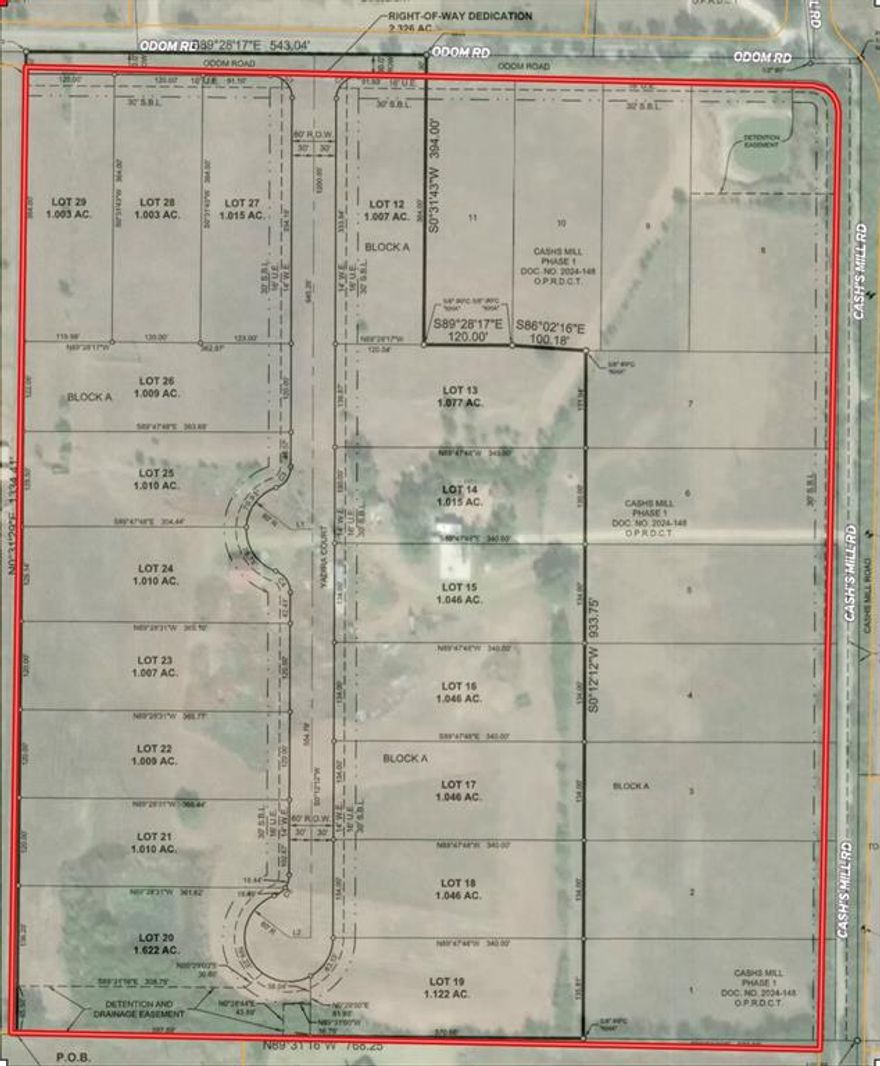 Cashs Mill Addition, Phase 2 is an excellent property with amazing views of the countryside, approved and recorded plat, ready to develop into a 1-acre subdivision with 18 lots.  Sanger is growing, with new retail including Tom Thumb opening in fall of 2025.  This property is located outside city limits and outside ETJ, and no requirement to get city building permits.  Phase 1 has been sold, with high-end homes currently under construction.  Excellent opportunity for Builders to develop buildable lots or for a Developer to complete the construction and sell individual lots.  Either way, the growth is coming and this is the place to be!