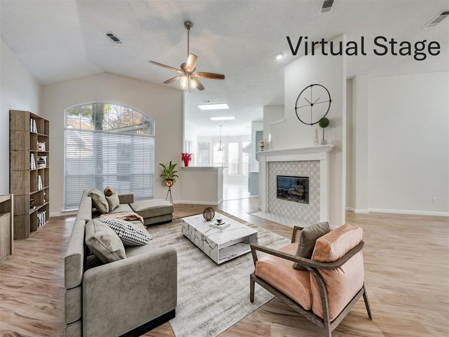 Wow! Discover the perfect blend of style and functionality in this beautiful 3 bedrooms 3 full bath home, boasting a bonus enclosed patio room that adds over 300 sqft of living space not reflected in tax records and ideal for entertainment; Upon entering, you will be greeted with tall 12 ft ceilings in the foyer and an open spacious layout, making this one of the most popular floorplan in this Highland Home build subdivision; Expansive windows provide an abundance of natural light while new flooring, light fixtures, fresh paint enhance the ambiance; The spacious kitchen designed with entertaining in mind features an island, granite countertops, loads of cabinets and stainless steel appliances; The second living room can serve as an office area or kid's playroom with a conveniently located third bathroom. Two bathrooms are upgraded with quartz countertops and primary bath includes a separate shower and garden tub; Additional features include a 2 car oversized garage with extended storage space; The exterior offers a large covered porch, sprinkler system and a backyard with fruit trees, as well as a large storage shed; Don't miss the opportunity to own this beautiful home with many great features not found elsewhere. Open House Sat Dec 27 from 2-4pm