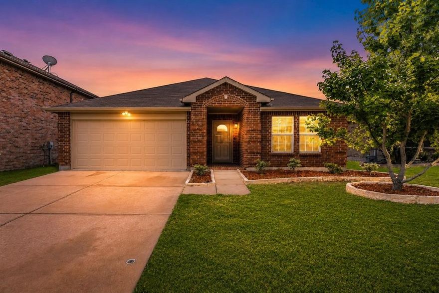 Welcome to the vibrant community of Harriet Creek! This beautifully maintained 4 bedroom, 2 bathroom, 2 car garage home offers open concept living with neighborhood amenities including a pool, park and playground, covered picnic tables, community gatherings, and holiday events. Enjoy the split floor plan with a formal living room that could also serve as a study, family room, and two dining areas. Recent upgrades include custom porcelain tile in wet areas, hardwood flooring, granite countertops, fresh paint, epoxy flooring in the garage, and a newly installed Austin stone flower bed border. The kitchen seamlessly opens to the family room and features granite countertops, a built in desk, abundant cabinet space and a dry bar. The primary suite overlooks the backyard and includes double sink vanity with updated fixtures, garden tub, separate shower creating a functional layout and private floor plan. The layout provides flexibility with one bedroom separated from the others, making it perfect for a study or guest room, while two additional bedrooms are tucked away with a guest bathroom. Conveniently located near shopping, including Tanger Outlets, Alliance Town Center, and Costco, with easy access to freeways. Located in award winning Northwest ISD. Storm doors are located on both the front and back doors. Enjoy access to the pool this summer.   Welcome home to Harriet Creek!