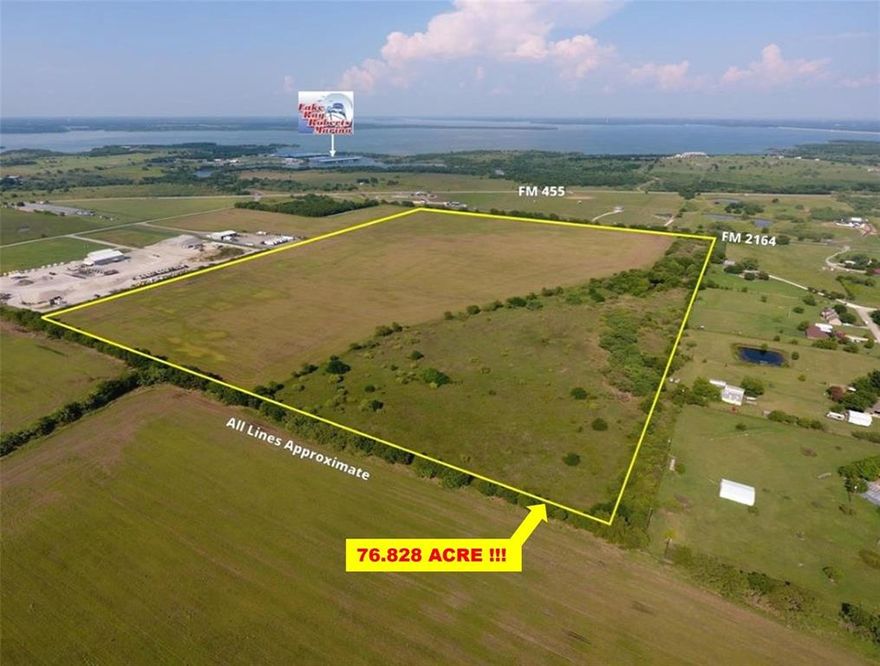 Rare opportunity! 76.828 acres of prime undeveloped land located just minutes from Denton downtown in one of the area's hottest growth corridors. This sizable parcel provides a blank canvas to create your vision. An ideal holding for a master-planned community or commercial development.
The topography lends itself well to an upscale residential neighborhood near  Lake Ray Roberts. The acreage and location also make this an excellent location for a retail complex, business park, hospital or university satellite campus. 
A preliminary plat shows the potential for over 65, 1-acre lots. Waterline are located just north of  property line ready to be extended.
Act quickly to acquire this rare opportunity in one of the most dynamically expanding areas in the region. With thousands of new rooftops planned in close proximity, the development potential is outstanding. Schedule your tour today !