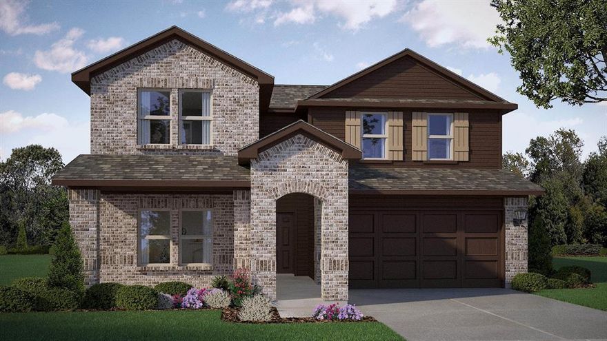 Gorgeous new D.R. Horton home in the Bella Vista community located in Granbury and Granbury ISD! The inviting two-story Ozark Floorplan, elevation C, with an estimated Summer completion, offers 4 bedrooms, 3 bathrooms, a spacious game room, and a 2-car garage, thoughtfully designed for both everyday comfort and flexible living. A welcoming front porch opens into a defined foyer, where a secondary bedroom and full bathroom are positioned near the entry, ideal for guests, multigenerational living, or a private home office. The open-concept main living area features a spacious family room that flows seamlessly into the dining area and contemporary kitchen, creating a bright and connected space perfect for entertaining and daily life. The well-appointed kitchen includes quartz countertops, 36” painted cabinets, stainless steel appliances, an electric range, stainless steel sink, center island, and a walk-in pantry for practical storage. Tucked privately at the rear of the home, the main bedroom offers a relaxing retreat with an en-suite bath featuring dual quartz vanities, a 5-foot oversized shower, and a large walk-in closet conveniently located off the bathroom. Upstairs, you’ll find two secondary bedrooms, a full bathroom with a quartz vanity top, and a generously sized game room that adds versatile space for movie nights, play, or hobbies. Luxury vinyl plank flooring enhances the main living areas and wet zones, offering durability and easy maintenance. Built with energy-efficient construction and equipped with America’s Smart Home Technology. Exterior highlights include a covered back patio, landscape package, full sprinkler system with rain sensor, and privacy fencing. Bella Vista in Granbury is more than a place to live, it’s a place to call home.