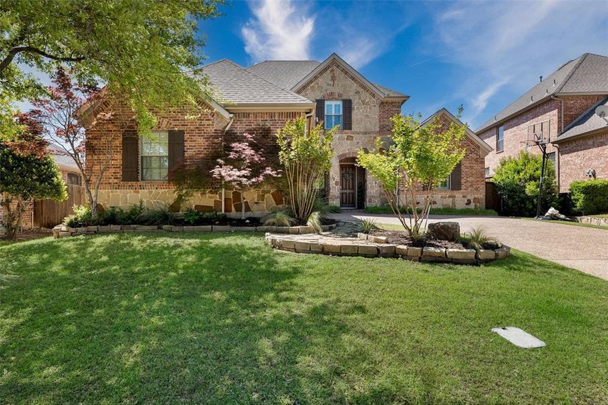 Gorgeous, North facing 5 bedroom Highland Home located in the highly sought-after Ridgecrest subdivision in McKinney, TX, offers the perfect blend of space, functionality, and lifestyle. Featuring 5 bedrooms with 2 on the first floor and a thoughtfully designed layout, this home is ideal for a variety of living needs.Step inside to discover real hardwood floors, neutral paint, plantation shutters, and many other upgrades. The light-filled interior with an open-concept kitchen equipped with stainless steel appliances, granite countertops, decorative lighting, and a bright, neutral color palette. The main level includes two bedrooms—perfect for guests or multi-generational living—along with a private home office featuring French doors, ideal for remote work or study. Upstairs, you’ll find three additional bedrooms, including one with an ensuite bath, plus a spacious game room or loft designed for entertainment and relaxation.Enjoy your own backyard retreat with a custom pergola, creating the ultimate outdoor oasis for year-round enjoyment. Situated close to the zoned elementary school and nearby dining, and surrounded by the master planned community of Stonebridge Ranch with access to top-tier amenities, this home truly has it all. The neighborhood amenities include a community pool, playground, and a dog park.
