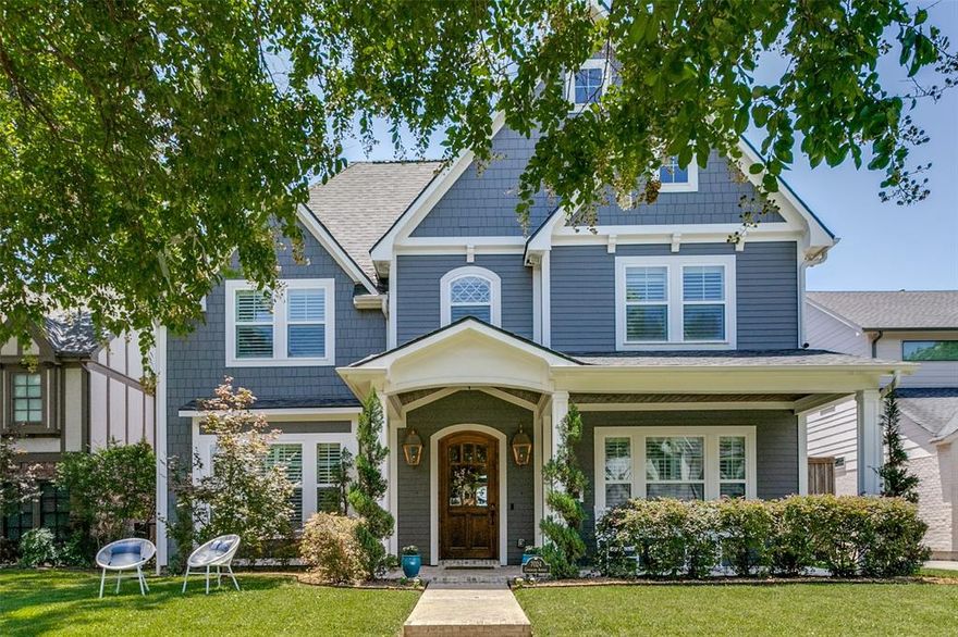 Don’t miss this 2015 custom built home with 4 bedrooms and 4.5 baths. The downstairs features a beautiful entry, an office with built-ins, a large great room with a stone fireplace which opens to the kitchen, large kitchen island, bar area and two dining areas. The first-floor guest suite and utility-mud room with a laundry chute from master bath are off of the kitchen. Go up the grand staircase to an open hallway with a built-in homework area, two bedrooms each with their own attached baths and a massive game room. The spacious master bedroom has vaulted ceilings with a fabulous bath with separate sinks, tub and shower. The extra-large closet has a walk-in storage room. The back yard has a covered patio with a fireplace and a built in grill. This home feeds into award winning Lakewood Elementary and is minutes to bike trails, White Rock Lake, restaurants, shopping and more.