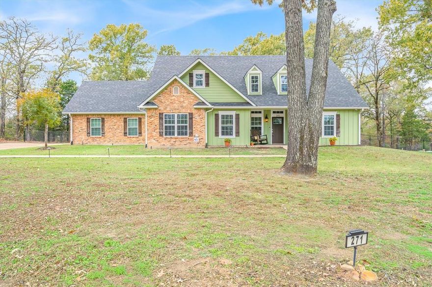 Priced well below seller's appraisal Nov 2025! Escape to peaceful living with this beautifully maintained custom-built home on one acre in Spring Creek on a quiet cul-de-sac just outside the city limits- no city taxes and no HOA! 5 miles to Lake Fork and less than 10 miles to Lake Tawakoni!
Built in 2017, this 2070 SF home features a spacious open-concept floor plan with a split bedroom design, offering privacy and comfort. The light-filled interior showcases custom cabinetry, granite countertops, crown molding, LED lighting throughout, and a flush mount Bluetooth speaker system all through home, garage and patio. The primary suite is a private retreat with large walk-in shower, soaker tub and walk in closet. Outdoor living is exceptional here, with an expanded patio, Bluetooth controlled outdoor lighting, and irrigation system.  The recent installed fence encompasses the backyard but allow for the wildlife to be seen! The standout feature is the 400 SF cedar workshop in the back- complete with windows on all sides to take in the woodsy scenery.  This versatile space is equipped with a 2025 mini split system, so perfect as a hobby workshop, guest bunk room, man cave or private office. *Whole home surge protection*360 camera security with glass break, & smoke integration*tankless hot water heater*internet tower for seamless internet*Experience the perfect balance of comfort, technology and peaceful country charm all just minutes from town.
