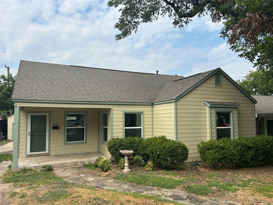 Updated 2 bed 1 bath 2-car garage in a great location and close to everything! This home has new exterior siding, new insulation, and is freshly painted inside and out. Hardwood and stone floors throughout with custom tile work in the kitchen, bath and other areas. There is plenty of natural light from the updated windows. The large living room has custom accent wall with a faux fireplace and makes a great space for gathering. A spacious kitchen features a stainless steel gas range and dishwasher, plentiful counter space and leads to the backyard and outdoor covered patio. The dining room has custom features with a view of the mature shady pecan tree in the front. Two ample bedrooms and a centrally located bath compliment this well-designed floorplan. The freshly painted two-car detached garage with electricity can be used for parking, storage or even a workshop. This home is a must-see and ready to enjoy along with all of the wonderful things the surrounding area has to offer!