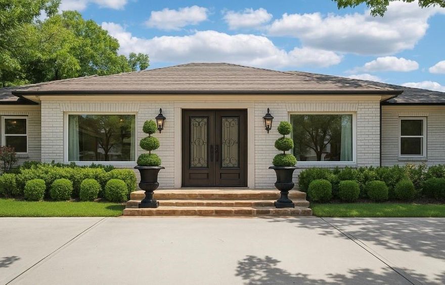 Great home for entertaining! Located in the heart of Preston Hollow’s Windsor Park, this exceptional one-story home has been beautifully updated and is truly move-in ready. Designed with comfort and style in mind, the floor plan features a split bedroom layout offering a private suite with its own bath and living area—ideal for guests.The open-concept design flows effortlessly from indoor to outdoor living, with a C-shaped layout that surrounds the back patio. French doors fill the interiors with natural light and frame views of the sparkling pool, creating an inviting setting for entertaining or relaxing.Inside, you’ll find generous bedrooms, multiple living areas, a bonus room, and two dining areas. The gourmet kitchen has been tastefully updated with stainless steel appliances, custom cabinetry, and a coffee and wine bar. The fifth bedroom is currently staged as an office. Recent updates include a new PVC sewer line (replaced cast iron), a new driveway, and an updated pool. Every detail of this home blends elegance, function, and modern comfort, making it the perfect retreat in one of Dallas’s most desirable neighborhoods.