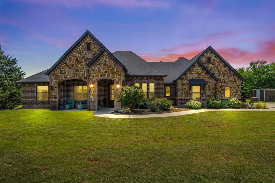 You don't want to miss this one! The most pristine custom built home on homesteaded 10.31, ag exempt acres in between Boyd and Decatur! Luxury living on your very own mini ranch! The home is beautiful with tasteful custom finishes throughout, 4 bedrooms, 2.5 baths and a office. The living room has vaulted ceilings with beautiful wood beams that match tastefully with the hand scraped wood flooring & the gas fireplace! Great place to get cozy on those cold winter nights! The kitchen has granite countertops, stainless steel appliances, gas cooktop with a pot filler! The Primary bedroom is large with an En-suite bath! The primary bath will make you never want to leave it, it has separate vanities, large freestanding tub and an extra large walk through shower, plus a walk in closet! Split floorplan with the other three bedrooms on the opposite side of the house. Large windows throughout for natural light!  The back porch is covered with a patio extension, giving you plenty of room for entertaining, plus it is already plumbed for an outdoor kitchen! The backyard is fenced with pipe and no climb wire, also has a fire pit! The acreage has great sandy loam soil, a pond, is fully fenced and has a mix of cedar and oak trees throughout, offering peace, seclusion and privacy on all sides, which is hard to find! Watch the deer come up to graze, all while just sitting on your back porch! There is a loafing shed for livestock and a metal structure for RV or boat parking. New 2026 updates include new carpet in bedrooms, new paint and stain on the exterior of home, and more! Call to view or to get more information today!
