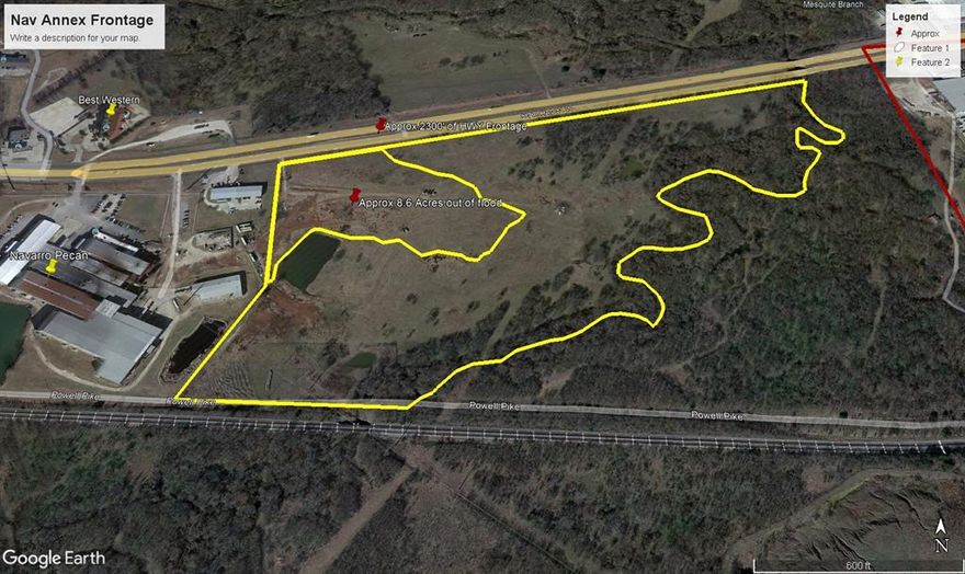 LOCATION LOCATION LOCATION!!! 47.59 Acres strategically located in the middle of the HWY 31 industrial area of Corsicana.  Property is currently being used as grazing land with an ag exemption, but is ready for one or more many possibilities.  This could be a great truck parking or most other industrial developments.  There are too many options to list!
This property has approximately 2300 ft frontage on E HWY 31 and sits in the middle of established industries including the Best Western and multiple auto dealerships.  There is city water and sewer available plus 3 ponds  located for additional water if needed.