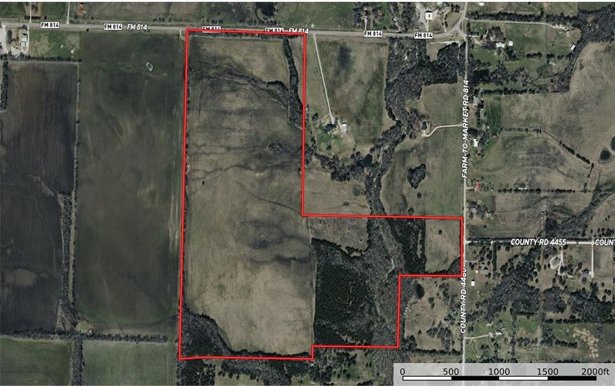 Excellent investment and agricultural tract just one mile north of State Highway on FM 814. Property has road frontage on 2 sides with County Road 4460 on the east. 18 miles to US Highway 75. Well positioned for future development.