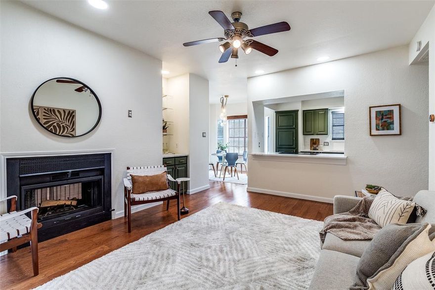 Fantastic, completely updated 2 bedroom, 2 bath condo in prime East Dallas location! Upon entering, you are greeted by an open floorplan with a spacious living room with fireplace that is soaked in natural light. Remodeled chefs kitchen ideally located off of living and features white quartz counters, custom cabinetry, updated appliances and separate dining area. The serene primary suite boasts walk in closets, private covered patio and luxuriously remodeled marble-clad ensuite bath with jetted tub and ample storage. Ideal open flowing floorplan allows for easy living and entertaining with separate guest bedroom and sleek updated baths. Complex is conveniently located off historic Swiss Avenue with close proximity to Tenison Golf course, Lower Greenville and White Rock Lake. HOA includes water, trash and pest control. Unique opportunity in a central Dallas location. Don't miss your chance to call this beautiful condo yours!