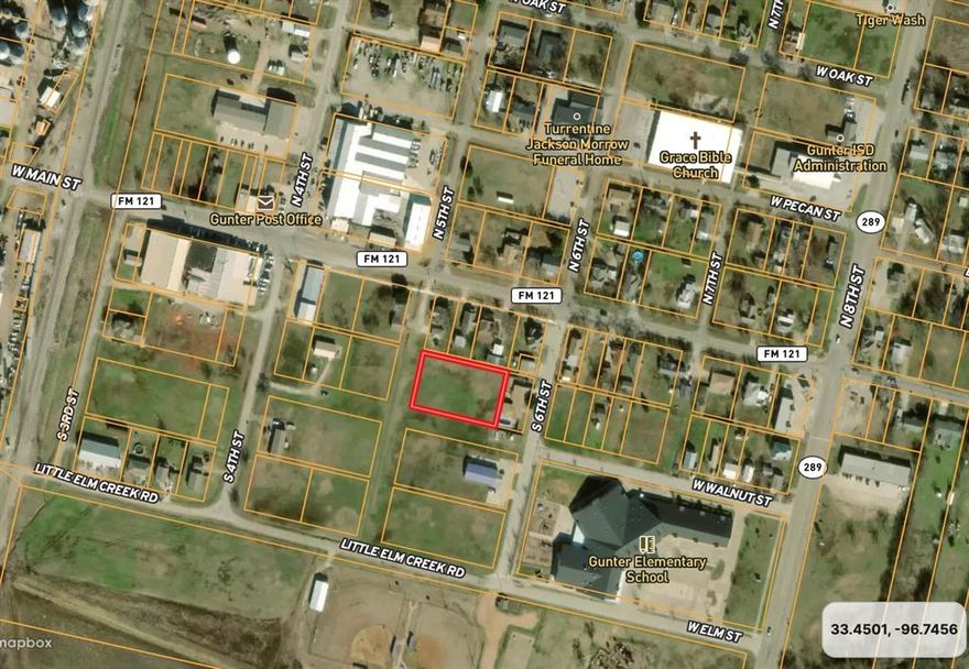 You do not want to miss this prime opportunity for development or landhold investment with .75± acres situated in Downtown Gunter, TX. Zoned for Commercial Use in the Downtown Core Area. Water and Sewer are located nearby. Property will sit at the corner of Walnut and 5th St. once the existing streets are expanded.