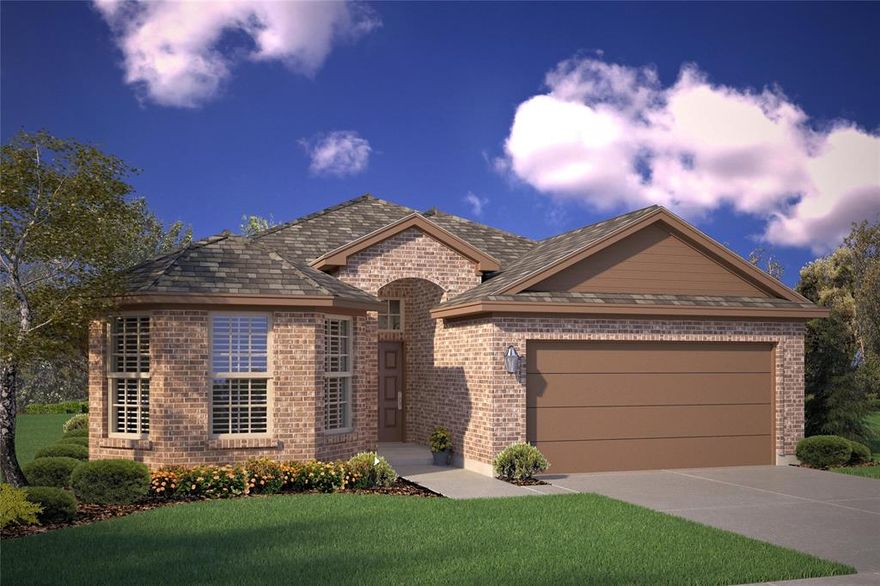 Beautiful new D.R. Horton home in the Terra Trace community located in the heart of South Fort Worth and Crowley ISD! Newly designed Homes to suit the needs of the most discerning Buyers. This thoughtfully designed single-story Oxford floorplan Elevation A, with a quick estimated Winter completion, offers 4 bedrooms, 2 bathrooms, and a 2-car garage with an open-concept layout that connects the family room, dining area, and kitchen for a functional and inviting living space. The kitchen is well-appointed with quartz countertops, 36” upper cabinets, stainless steel appliances, gas range, stainless steel drop-in sink, a center island, and a walk-in pantry, providing both convenience and style for everyday cooking and entertaining. The private primary suite features an en-suite bath with dual quartz vanities, an oversized shower, and a walk-in closet located off the bathroom. Quartz vanity tops are also included in the secondary bathroom, while luxury vinyl plank flooring is installed throughout all main areas and wet zones for enhanced durability and design continuity. Built with energy-efficient construction and equipped with America’s Smart Home Technology, this home also includes exterior features such as a covered back patio, full sod, sprinkler system, privacy fencing, and landscaping. Future amenities include resort style swimming pool and playgrounds. Easy access to Chisholm Trail Pkwy, 820 and I-20 West, and close proximity to Shops, Dining, Fort Worth Stockyards and Zoo.