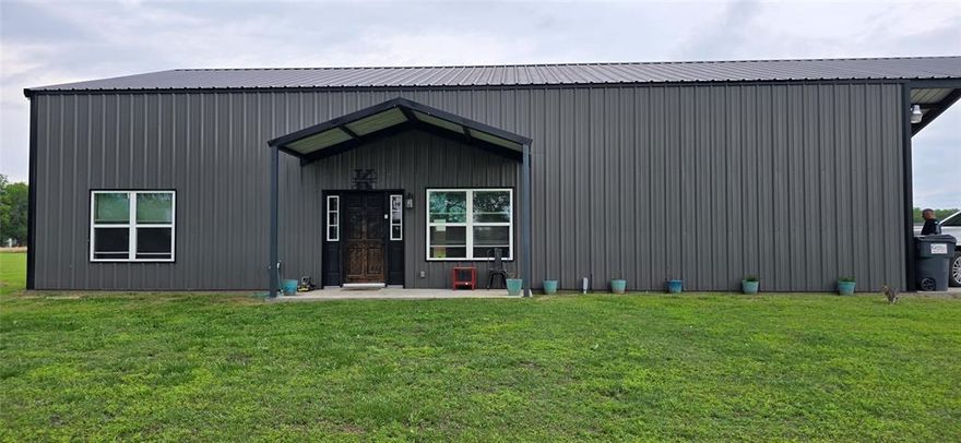 This charming 2-bedroom, 2-bath barndominium sits on 1.5 acres in Golden Ranchettes, just minutes from Rains High School and a short drive to Lake Fork and Lake Tawakoni.

Inside, you’ll find an open, inviting layout with a spacious living area, electric fireplace, and a kitchen featuring a large island, pantry, and plenty of storage and prep space. The home includes spray foam insulation for energy efficiency and year-round comfort.

There’s also additional concrete space already in place, offering the option to easily add two more bedrooms—giving you flexibility to grow.

Outside, the privacy-fenced backyard is perfect for relaxing, pets, or gatherings. Enjoy quiet evenings on the covered back porch, and cool off in the above-ground pool during hot Texas days.

The 30x40 shop (built in 2024) is a standout feature, with plumbing available for a future bathroom—ideal for projects, storage, or a workspace. With ample covered parking and no HOA, this property gives you the space and freedom to make it your own.

Space, flexibility, and country charm—this one is ready to welcome you home!
Home for sale next door as well. Great for family or friends is a great way to build a compound or close-knit community, offering benefits like increased security, shared childcare, and companionship.