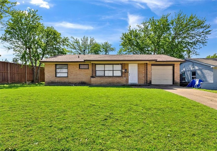 Honey, Stop the Car, this is it!
With 1,140 square feet, 3 bedrooms, 1 full bath and 1 car garage;  this property offers a layout that’s practical, comfortable, and easy to live in:
You walk straight into the main living area, which flows naturally into the dining space — an open feel without wasted square footage. The kitchen sits just beyond, complete with its own breakfast nook, giving you extra flexibility for casual meals or additional storage.

The bedrooms are nicely sized and the home has been very well maintained — not a project, not a headache, just solid and ready. A one-car garage adds convenience and storage.

Now let’s talk about what truly sets this home apart: location. location. location.  Terry Elementary is within walking distance, and directly across the street you have a large, beautiful park with basketball and tennis courts. That kind of open space right outside your front door is hard to find. Quick access to I-35E and I-20 means commuting anywhere in the metroplex is simple.

This is the kind of property that works for multiple strategies: a perfect starter home, a smart downsize option, or a clean rental investment with strong appeal. Functional layout, strong location, and long-term versatility — all in one package.