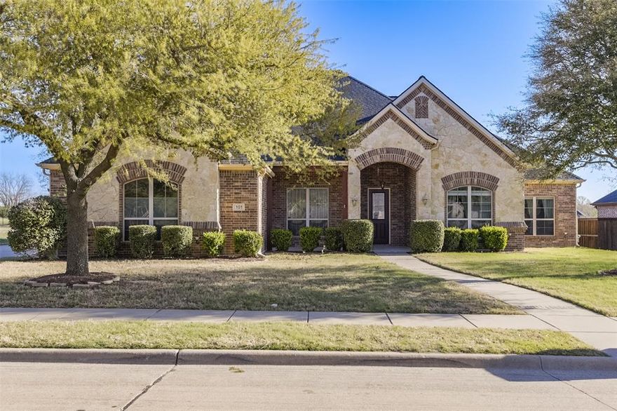 If you’ve been searching for a custom home in Waxahachie’s Katy Lake subdivision with space, flexibility, and a great neighborhood feel, 101 Tee Side is one to see! Located in an established Waxahachie neighborhood, this home offers 3 bedrooms plus a dedicated office (or 4th bedroom) and 3 full bathrooms, giving you flexibility. The main living area with wood floors feels generous and grounded, with room to spread out without losing connection. Nearby, the two dining spaces create flexibility—host holidays, set up a workspace, or simply enjoy having room to breathe. Recent exterior paint adds fresh curb appeal, while the interior is filled with natural light that enhances the overall feel of the home. The primary suite provides a relaxing retreat, featuring a beautiful bathroom with a thoughtful space to unwind at the end of the day. Step outside to a fenced backyard, perfect for outdoor living, pets, or simply enjoying some fresh air. Life in Katy Lake offers more than just a home—it’s a lifestyle. Enjoy sidewalk-lined streets for walking, a community pond, and a peaceful setting while still being close to Waxahachie schools, shopping, healthcare, dining, and major conveniences. If you’re looking for a move-in ready home in Waxahachie with a flexible floor plan, 3+ bedrooms, office space, and a great neighborhood, 101 Tee Side offers comfort, location, and the kind of everyday livability that’s hard to find!