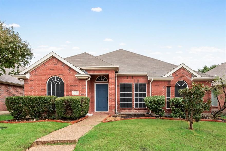 FANTASTIC LOCATION in The Colony!  Step into comfort and convenience with this charming three-bedroom, two-bathroom home offering a fantastic split-bedroom layout and 2 spacious living areas. The large front living room welcomes you in with fresh neutral paint and brand-new carpet throughout. Toward the back of the home, you’ll find a relaxing family room featuring a gas-start fireplace with gas logs and a lovely view of the backyard, perfect for quiet evenings.  The bright kitchen offers excellent storage and modern touches, including a brand-new stainless steel dishwasher that’s never been used, a gas cooktop with electric oven, built-in microwave, decorative tile backsplash, stainless steel sink with updated faucet, and a generously sized pantry. The utility room accommodates full-size washer and dryer connections for easy laundry days.  The oversized primary suite is a true retreat, complete with a ceiling fan, huge walk-in closet, dual sinks, garden tub, and separate shower. Secondary bedrooms are thoughtfully split from the primary, offering peace and privacy for everyone.  Enjoy a fully fenced grassy backyard with large patio, wood privacy fence, and an electric gate across the driveway, creating a wide-open play space with added security. The home also includes an automatic 2-car garage, mini blinds and sprinkler system.  For added peace of mind, this home will feature a brand-new roof and chimney repairs - scheduled to be completed week of Dec 1. Pets are not allowed.  Located just minutes from SRT (121), Dallas N Tollway, and I-35, this home offers exceptional access to major corridors, shopping, entertainment, and everyday conveniences.  Nearby are 2 community pools, parks with playgrounds, picnic areas, Legends Trail, Hawaiian Falls Waterpark, and Nebraska Furniture Mart. Warm, welcoming and wonderfully maintained, this home is ready for its next tenant to enjoy!