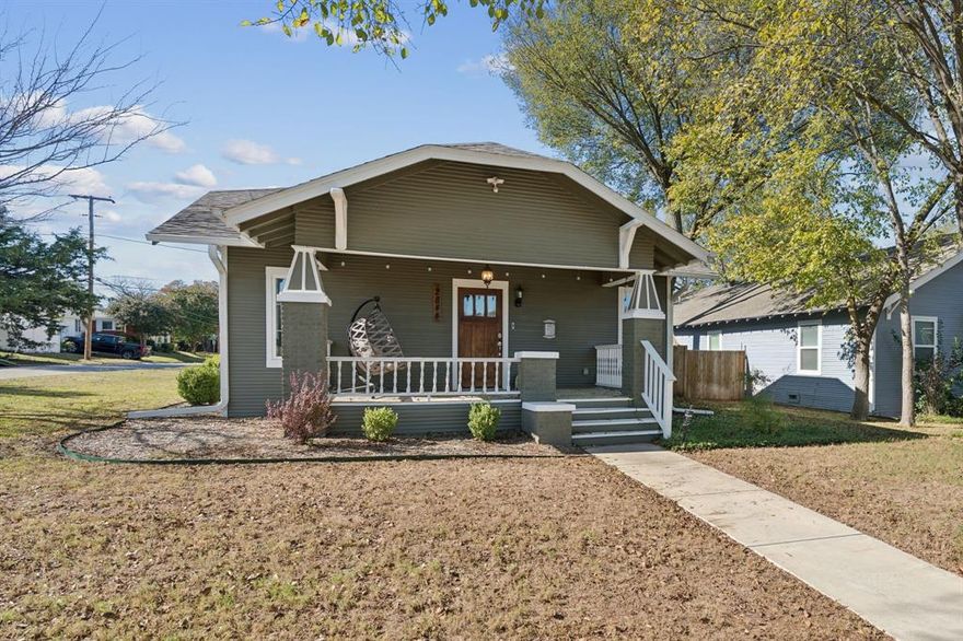 Come see this spacious corner lot home! You will walk into an open floor plan that boasts a large living room and kitchen. The kitchen features stainless farm sink, gas range, convection microwave, large pantry, and granite breakfast bar. The home offers a spacious primary bedroom with an ensuite bath with a large walk-in shower.  The two other bedrooms are large and share a beautiful guest bath with original ship lap walls and a chandelier. Outdoor areas consist of a wonderful front porch, covered back patio with an open deck. The perfect space for gathering and entertaining. 
All of the electrical, plumbing, and HVAC were updated in 2018. A new roof, new fence, and fresh paint was completed in 2024. The home is conveniently located near shops and restaurants with easy access to Magnolia Avenue, Downtown Fort Worth, TCU and the Medical District! 
Make an appointment to see this home today!