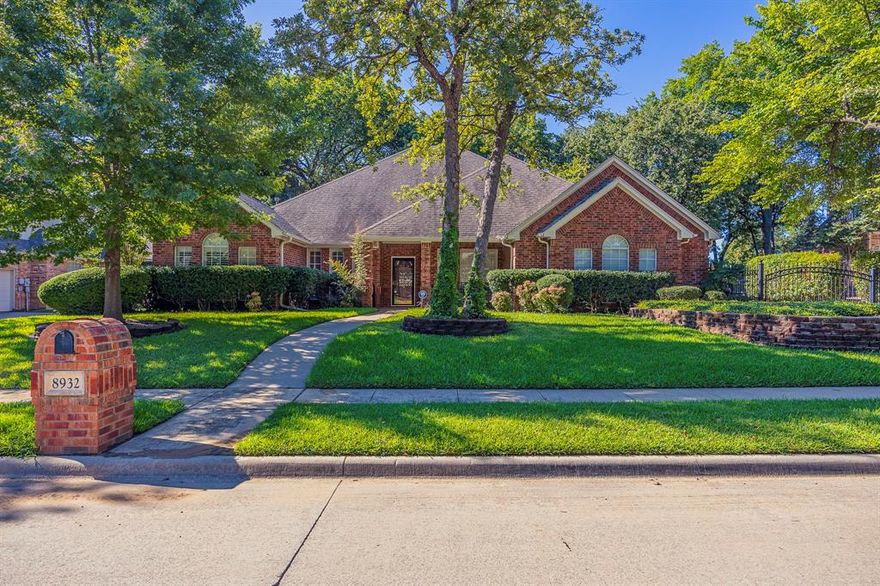 Beautiful 4-bedroom 3 full bath home in wonderful neighborhood. When you drive up you are sure to notice the established yard with tall trees and welcoming front porch. This property is a single-story home that is hard to come by in this subdivision. Behind the automatic iron gate, you'll find an oversized driveway and a 4-car garage! A nice feature of this property is the bedrooms are split 3 ways making it nice for guest and family alike.  Property has a new AC unit replace in last 5 years, outdoor decorative lighting, sprinkler system with rain gauge, loads of storage in garage and attic, and new flooring throughout living areas. Neighborhood has beautiful park, walking trails and friendly neighbors! Come take a look and see if this is your next place to call home! Motivated seller!