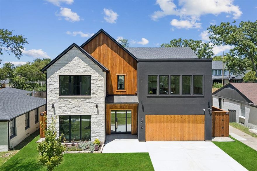 Sophisticated design meets exceptional craftsmanship in the heart of Midway Hollow. This newly constructed 5-bedroom, 5-bath residence offers a truly refined living space, showcasing the finest in architectural design & meticulous construction. A dramatic entry features natural stone flooring & soaring ceilings. Genuine hardwood floors run throughout. The expansive main living area featuring soaring ceilings flooded with natural light & anchored by a dramatic limestone-clad fireplace. The state-of-the-art kitchen is a showpiece, equipped with top-tier KitchenAid appliances, custom cabinetry with lighted uppers, designer tilework & striking white quartzite countertops. A spacious walk-in pantry, wine & coffee bar, & thoughtful storage elevate functionality & beauty. A thoughtfull appointed office with floor-to-ceiling windows & an adjacent full bath provides the perfect work-from-home solution. Every bathroom is outfitted with bespoke tile, designer lighting & high-end fixtures, reflecting a consistent commitment to luxury and style. The expansive primary suite offers a peaceful retreat with serene backyard views and a spa-inspired bath featuring a vessel soaking tub, oversized walk-in shower with multiple showerheads, dual-sink vanity, and abundant natural light. The custom-designed closet is a dream, complete with built-ins, a dressing area, and direct access to a well-designed laundry room. Upstairs, enjoy a flexible second living area and a media-game room equipped with surround sound - ideal for family fun or entertaining with a full equipped bar. Three additional spacious bedrooms, each with large closets & lovely neighborhood views, complete the upper level.  The home is pre-wired for a surveillance system, foam insulation & dual tankless water heaters with impeccable attention to detail throughout & an ideal location in coveted Midway Hollow—just minutes from downtown Dallas, LBJ & the Tollway, this home represents the pinnacle of modern luxury living.