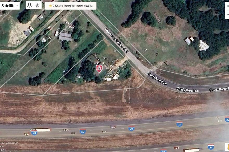 Unique Opportunity! 1-Acre corner lot right off of Highway I-20! Many possibilities and potential for this Un-zoned, Outside City Limits property with a two bedroom, two bath house that could be restored, or build your dream home! Lot is adjacent to the future TXDot Service Road expansion Project and proposed service road extension. Buyers to do all due diligence with the County, City and TXDot.