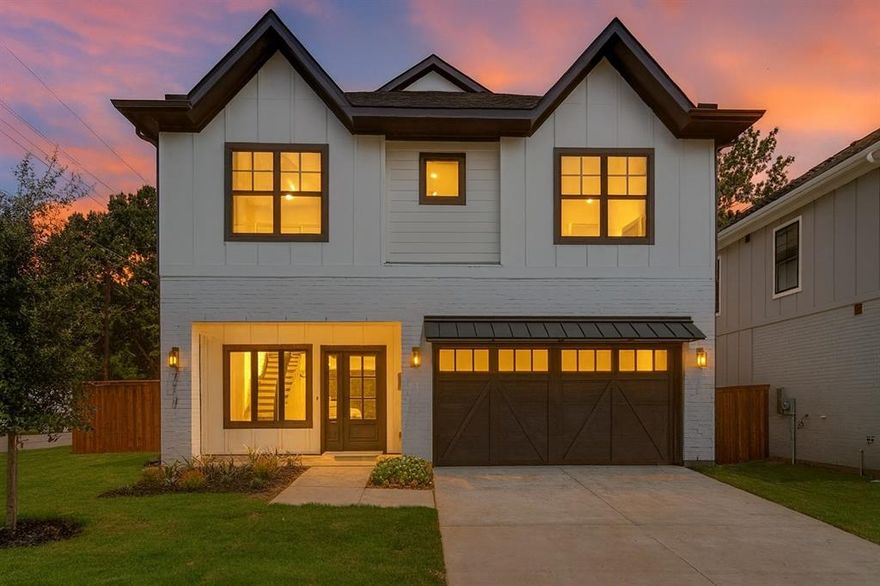 Premium New Construction with Elevated Finishes and a Low-Maintenance Design in Downtown McKinney. This exceptionally built home showcases thoughtful architecture, upgraded structural features, and luxury finishes typically found in higher-end custom homes. Positioned on a desirable corner lot, it delivers a low-maintenance lifestyle supported by durable materials, quality craftsmanship, and a functional floor plan that suits modern living. Beautiful wood flooring extends throughout the main living areas, enhancing the open-concept design anchored by a sleek modern fireplace. A private study offers a dedicated workspace. The chef’s kitchen is appointed with quartz countertops, a striking waterfall island, soft-close cabinetry, built-in spice racks, trash pullouts, and upgraded stainless steel appliances including a Forno professional-style French door convection range, microwave drawer, and refrigerator. The spacious primary suite features a spa-inspired ensuite with dual quartz vanities, a freestanding soaking tub, and a frameless glass shower with a built-in niche and a generous walk-in closet. A private guest suite includes its own ensuite bath with a frameless shower, while two additional bedrooms share a well-designed Jack-and-Jill bath with dual vanities with quartz countertops. With elevated construction, premium finishes, and smart pricing for today’s market, this home offers exceptional livability and value within McKinney ISD.